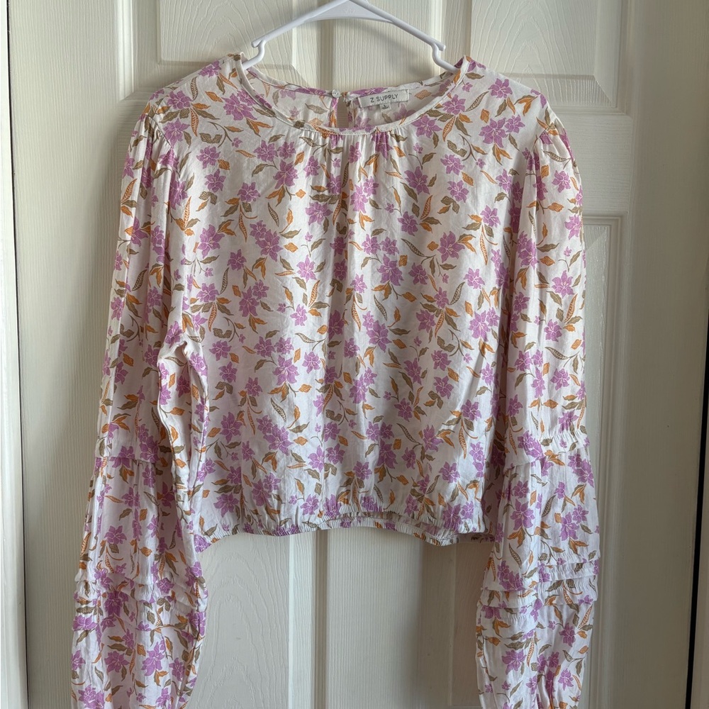 Z Supply Nylon Floral Long Sleeve Women's Top